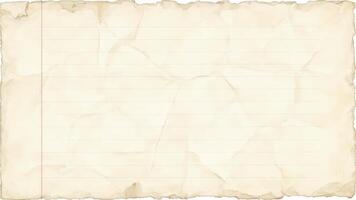 Textured and crumpled vintage lined paper with torn edges for various creative concepts photo