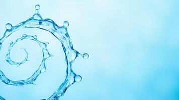 Abstract water splash design in a spiraling formation on a blue background photo