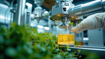 Laboratory process of extracting ingredients from plants using advanced scientific techniques photo