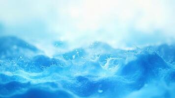 Abstract water waves with splashes and bubbles against a soft and blurry background photo