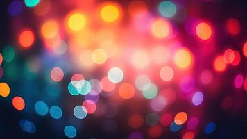 Abstract background of colorful bokeh lights creating a vibrant and festive atmosphere photo
