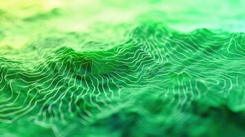 Abstract green landscape with contour lines and gradient coloration for design and background photo