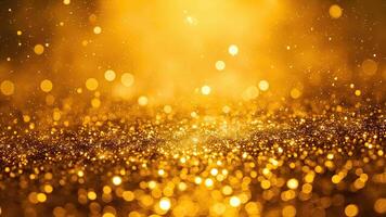 Sparkling golden bokeh background with glitter and light for celebration and festive occasions photo