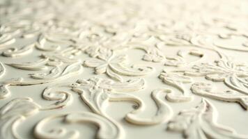 Elegant cream colored embossed floral pattern delicate decorative design with perspective view photo