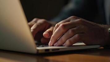 Close-up of hands typing on a laptop keyboard capturing focused work and technology photo