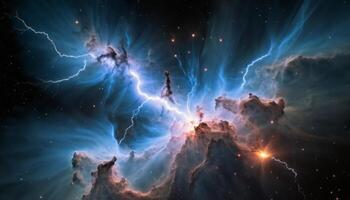 Cosmic Explosion of Gas and Light in Vibrant Colors of a Celestial Nebula Captured in Deep Space Imagery photo