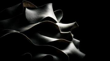 Captivating Abstract Curves of Textured Material Highlighted by Dramatic Lighting Against a Black Background photo