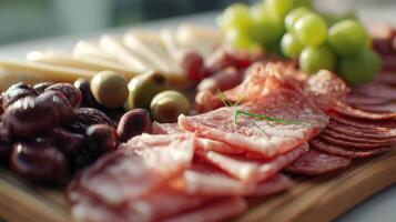 Vibrant and Fresh Charcuterie Board with Cheeses, Meats, Fruits, and Olives for a Delightful Gourmet Experience photo