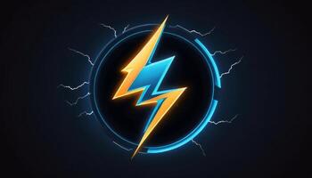 Dynamic Lightning Bolt Icon with Electric Effects in a Dark Background for Energy and Power Themes photo
