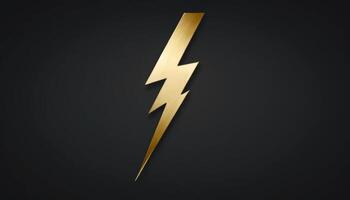 Golden Lightning Bolt Symbol on Dark Background for Creative Projects and Designs photo