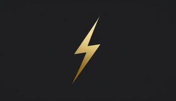 Golden Lightning Bolt Icon on Dark Background Symbolizing Energy, Power, and Innovation in Creative Design Projects photo