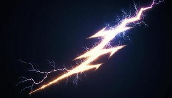 Dramatic Lightning Strike Illuminating Dark Sky in a Powerful Display of Nature's Electricity and Energy photo