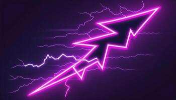 Bright Neon Lightning Bolt Design with Electric Energy and Vibrant Background for Creative Projects and Digital Art photo