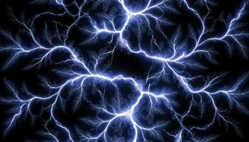 Stunning Blue Lightning Pattern with Dynamic Energy and Intricate Branching Design on Dark Background photo