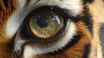 Close-Up of a Tiger Eye Capturing the Intricate Details of its Striking Colors and Patterns, Showcasing Natural Beauty photo