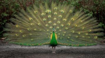 Majestic peacock displaying vibrant feathers in natural habitat showcasing beauty and colors of wildlife photo