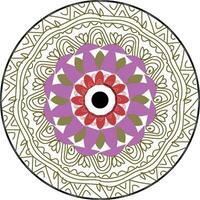 A circular design with a flower in the center vector