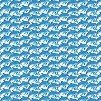 A blue and white pattern with many fish vector