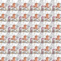 A pattern with fish and flowers on it vector