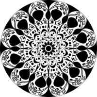 A black and white circular design with a floral pattern vector