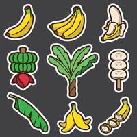 set of banana good for sticker, badge, element design, printable, icon, etc vector
