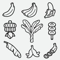set of banana with outline style good for symbol, icon, element design, coloring book, coloring page, etc vector