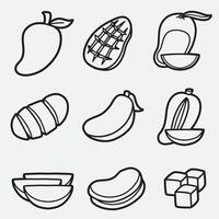 set of mangoes with outline style good for symbol, icon, element design, coloring book, coloring page, etc vector