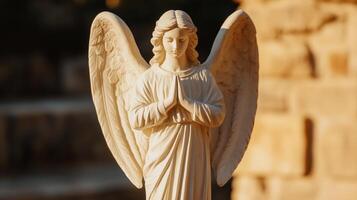 A statue of an angel wrapped in white cloth photo