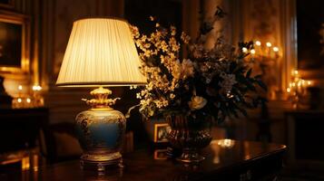 A lamp on a table photo