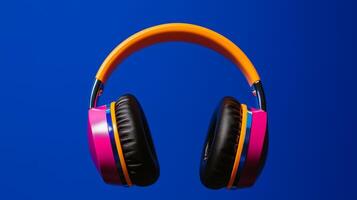 A pair of headphones with bright colors photo