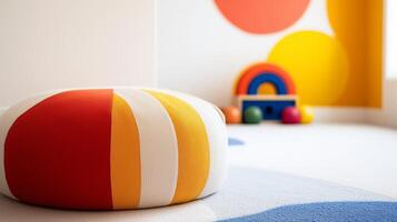 A colorful ottoman in a room photo