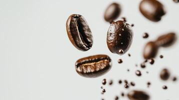 Coffee beans falling from the sky photo