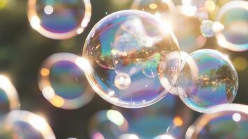 A colorful image of many bubbles floating in the air photo