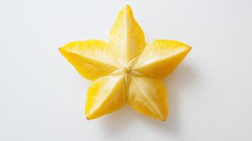 A star shaped fruit is cut in half photo