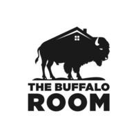 strong buffalo house construction logo vector