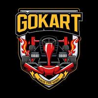 Go Kart sport racing red color from front view emblem illustration vector