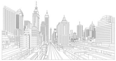 Sketch of city skyline isolated on white background vector