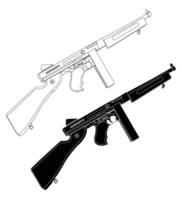 Classic submachine gun isolated on white background vector