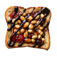 Toast with jam and nuts on transparent background png