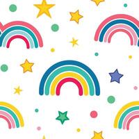 rainbow and stars seamless pattern vector