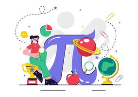 Flat Illustration for Pi Approximation Day Featuring Pie and Greek Letters vector