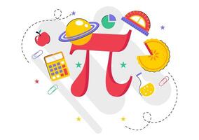 Baked Sweet Pie with Mathematical Pi Symbol for Approximation Day vector