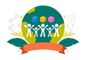 Flat Design Highlighting International Cooperation and Shared UN Values vector