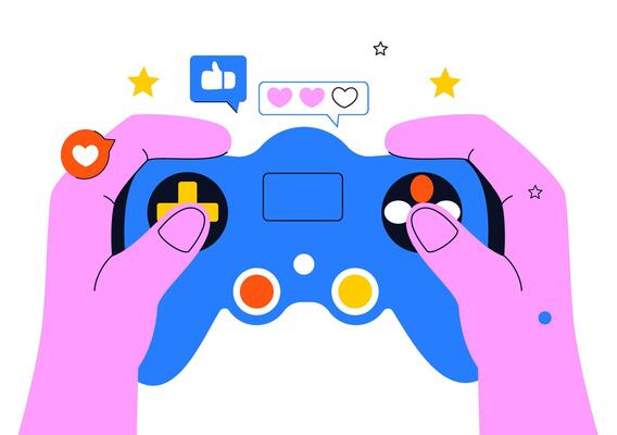 Flat Style Illustration of a Professional Gamer Streaming on National Game Day