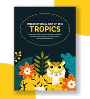 International Tropics Day Concept with Summer Vibes in Flat Style Vertical Poster vector