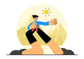 Karate High Kick Art with Athlete Practicing Fighting Techniques vector