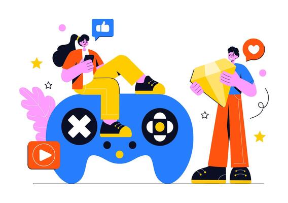 Streaming Gamer Art for Game Day in Flat Cartoon Background