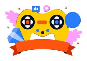 Flat Cartoon of National Game Day with Console and Streaming Equipment vector