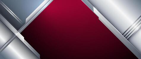 Metallic shape, grey metal, line, light effect on dark red gradient color vector