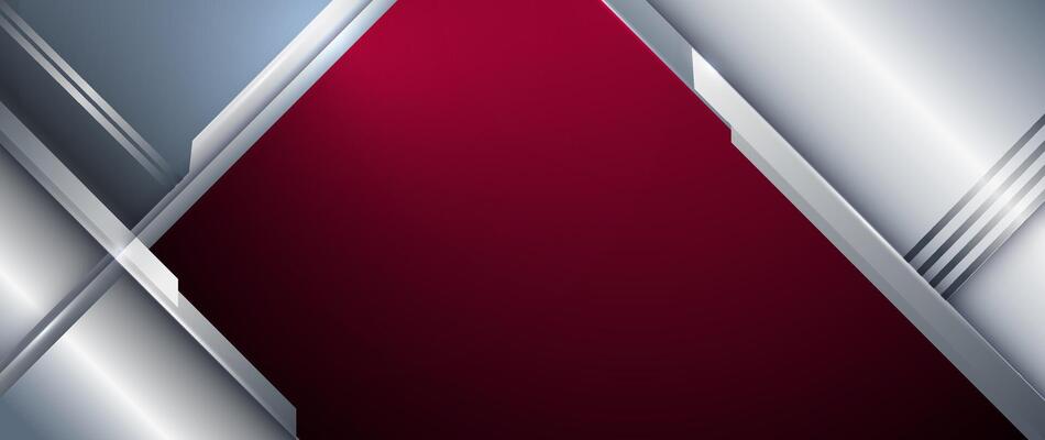 Metallic shape, grey metal, line, light effect on dark red gradient color
